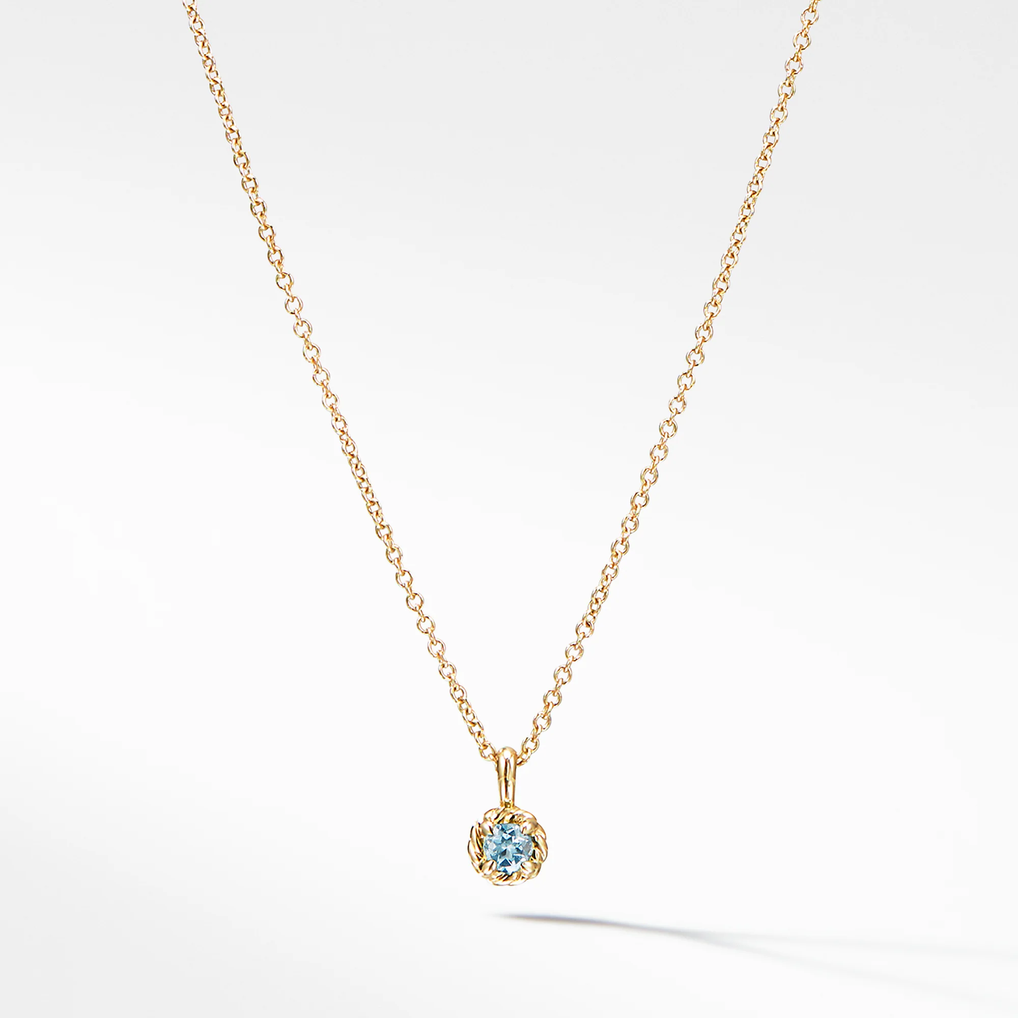 Cable Collectibles® Kids Necklace Birthstone Necklace with Aquamarine in 18K Gold, 3mm