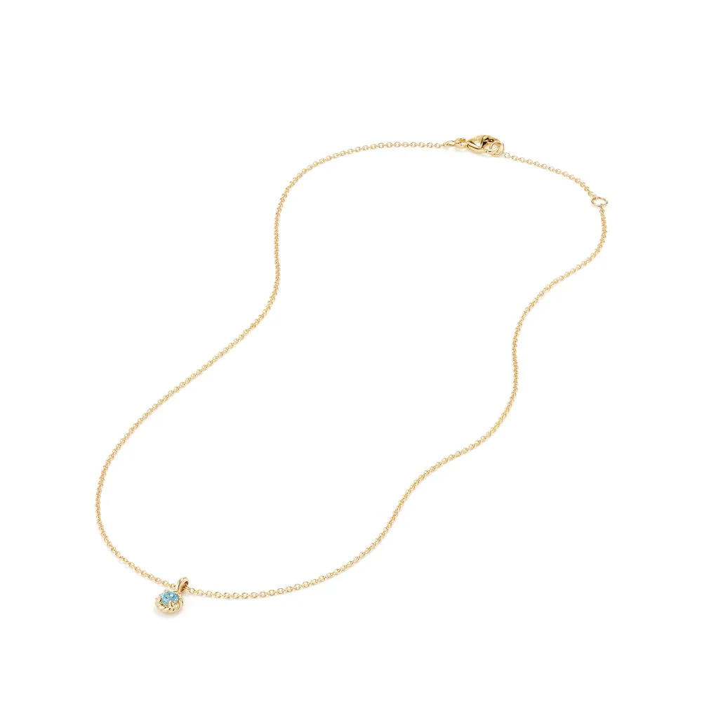 Cable Collectibles® Kids Necklace Birthstone Necklace with Aquamarine in 18K Gold, 3mm - Image 3