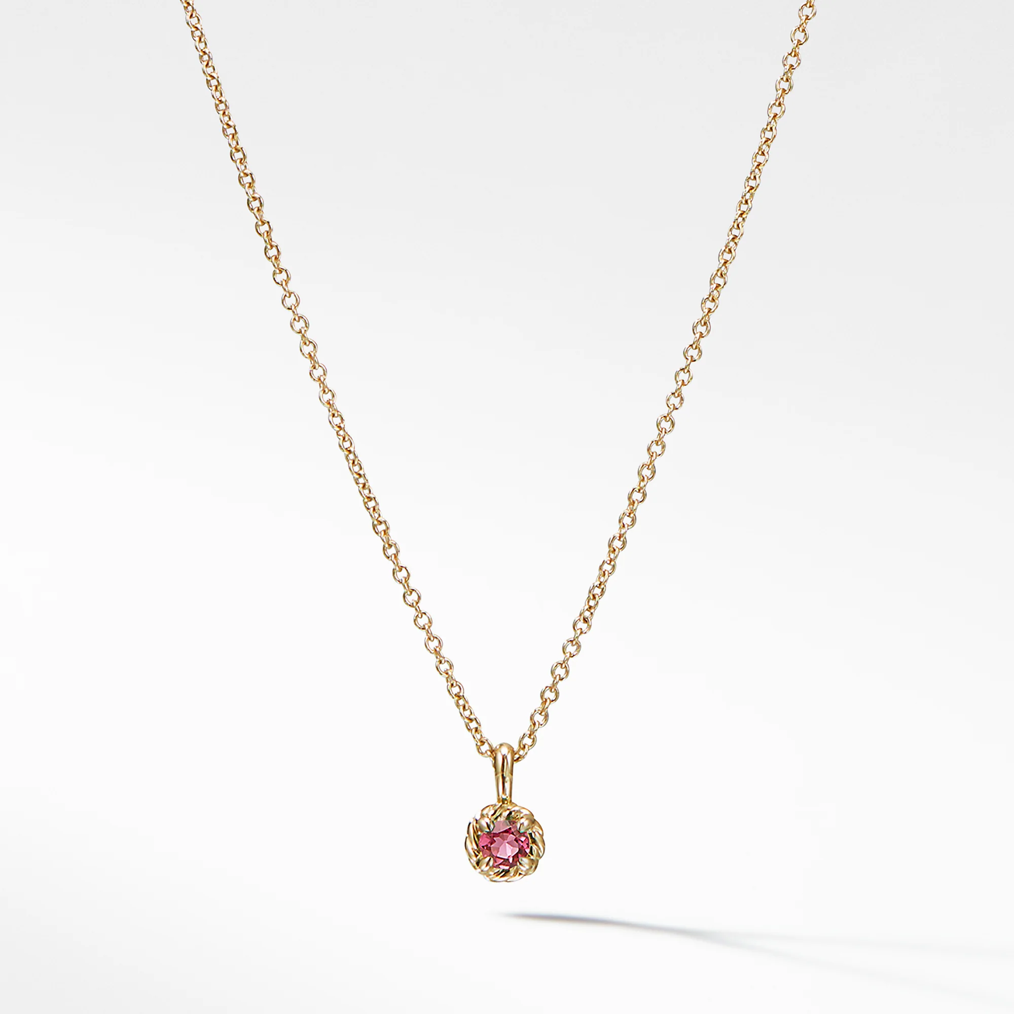 Cable CollectiblesĀ® Kids Necklace Birthstone Necklace with Pink Tourmaline in 18K Gold, 3mm