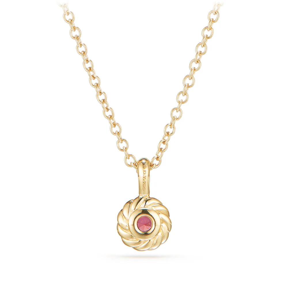 Cable CollectiblesĀ® Kids Necklace Birthstone Necklace with Pink Tourmaline in 18K Gold, 3mm - Image 2