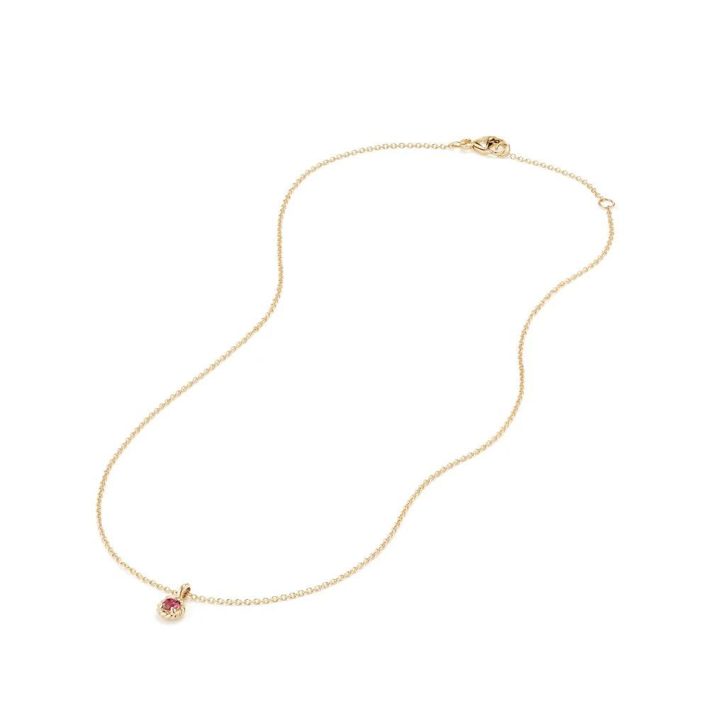 Cable CollectiblesĀ® Kids Necklace Birthstone Necklace with Pink Tourmaline in 18K Gold, 3mm - Image 3