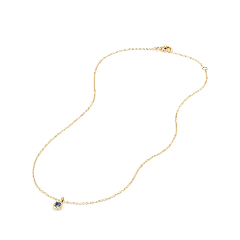 Cable Collectibles® Kids Necklace Birthstone Necklace with Sapphire in 18K Gold, 3mm - Image 3