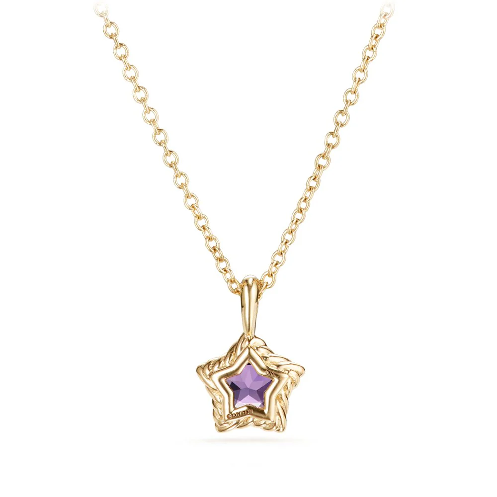 Cable Collectibles® Kids Star Charm Necklace with Amethyst in 18K Gold - Image 2