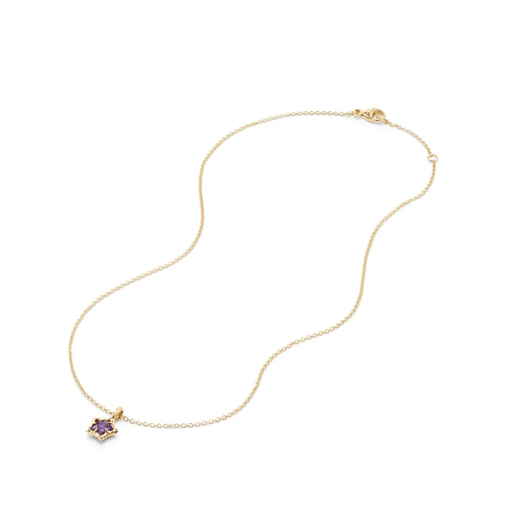 Cable Collectibles® Kids Star Charm Necklace with Amethyst in 18K Gold - Image 3