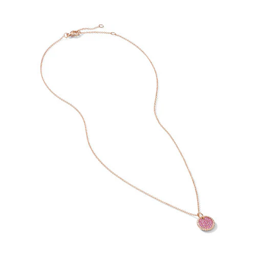 Cable Collectibles® Pavé Plate Necklace in 18K Rose Gold with Pavé Pink Sapphires - Image 2