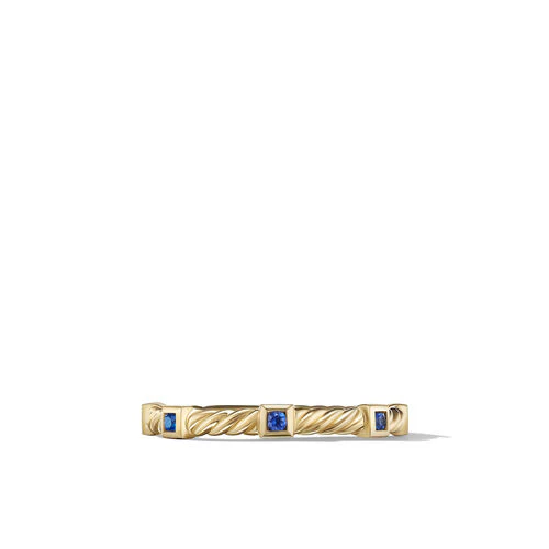 Cable Collectibles Stack Ring in 18K Yellow Gold with Blue Sapphires, Size 7 - Image 2