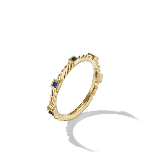 Cable Collectibles Stack Ring in 18K Yellow Gold with Blue Sapphires, Size 7 - Image 3