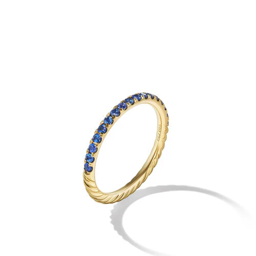 Cable Collectibles Stack Ring in 18K Yellow Gold with Pavé Blue Sapphires, Size 6 - Image 2