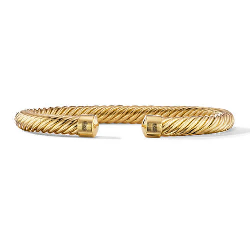 Cable Cuff Bracelet in 18K Yellow Gold, Size Medium