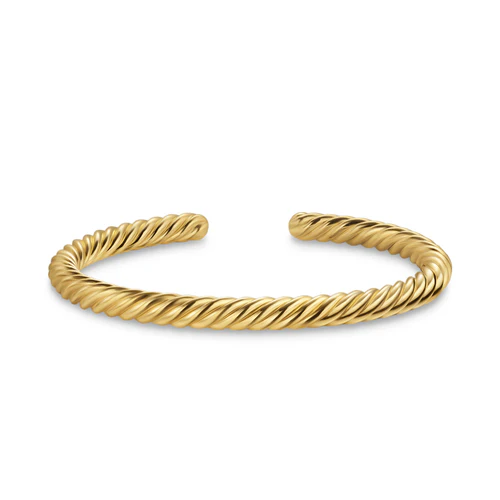 Cable Cuff Bracelet in 18K Yellow Gold, 6mm, Size Medium - Image 2