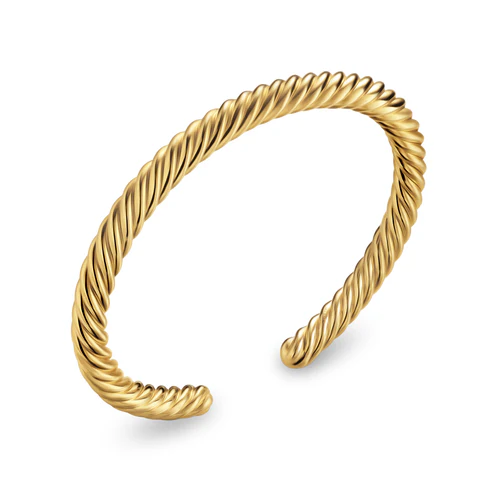 Cable Cuff Bracelet in 18K Yellow Gold, 6mm, Size Medium - Image 3