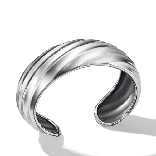 Cable Edge Cuff Bracelet in Recycled Sterling Silver