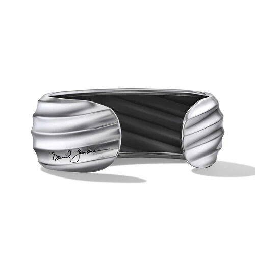 Cable Edge Cuff Bracelet in Recycled Sterling Silver - Image 2