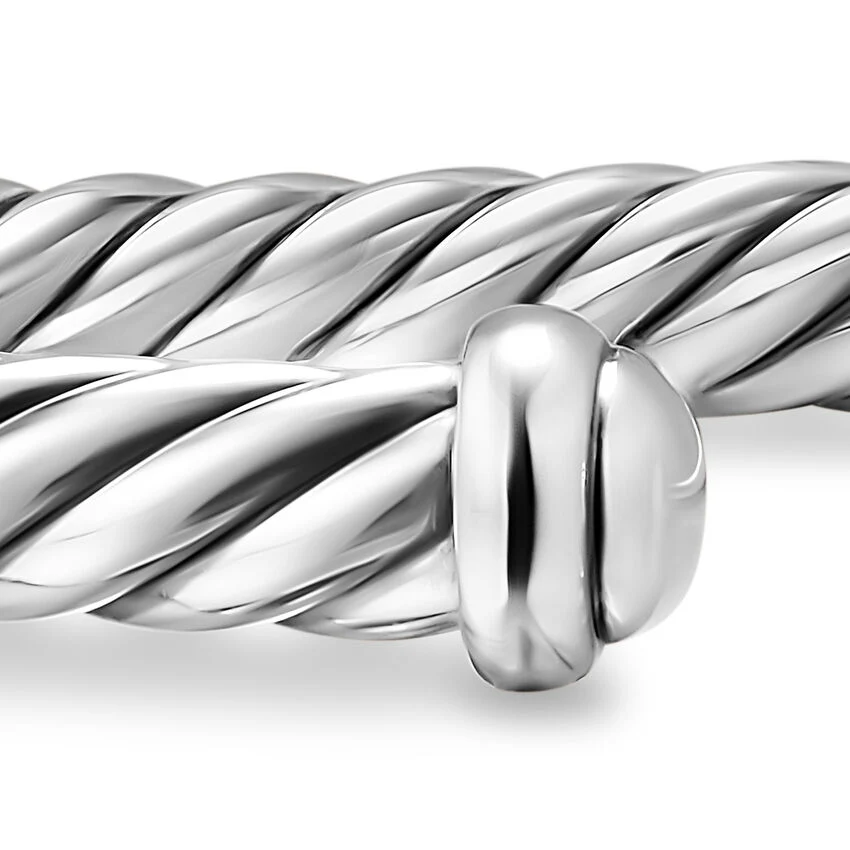 Cable Flex Cuff in Sterling Silver, 4mm, Size Large - Image 3