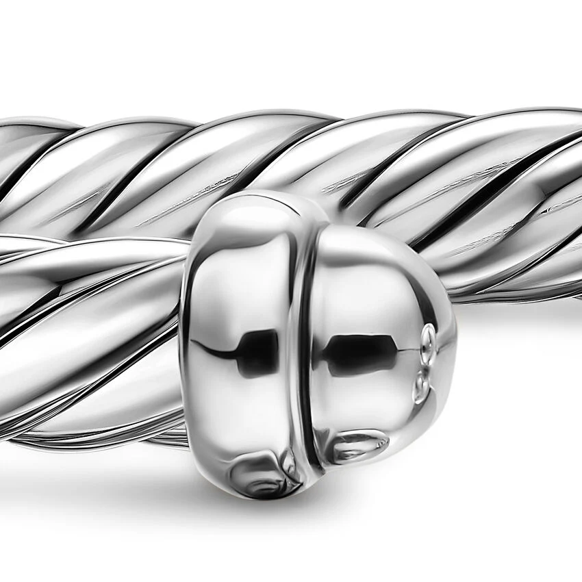 Cable Flex Cuff in Sterling Silver, 6mm, Size Small - Image 2