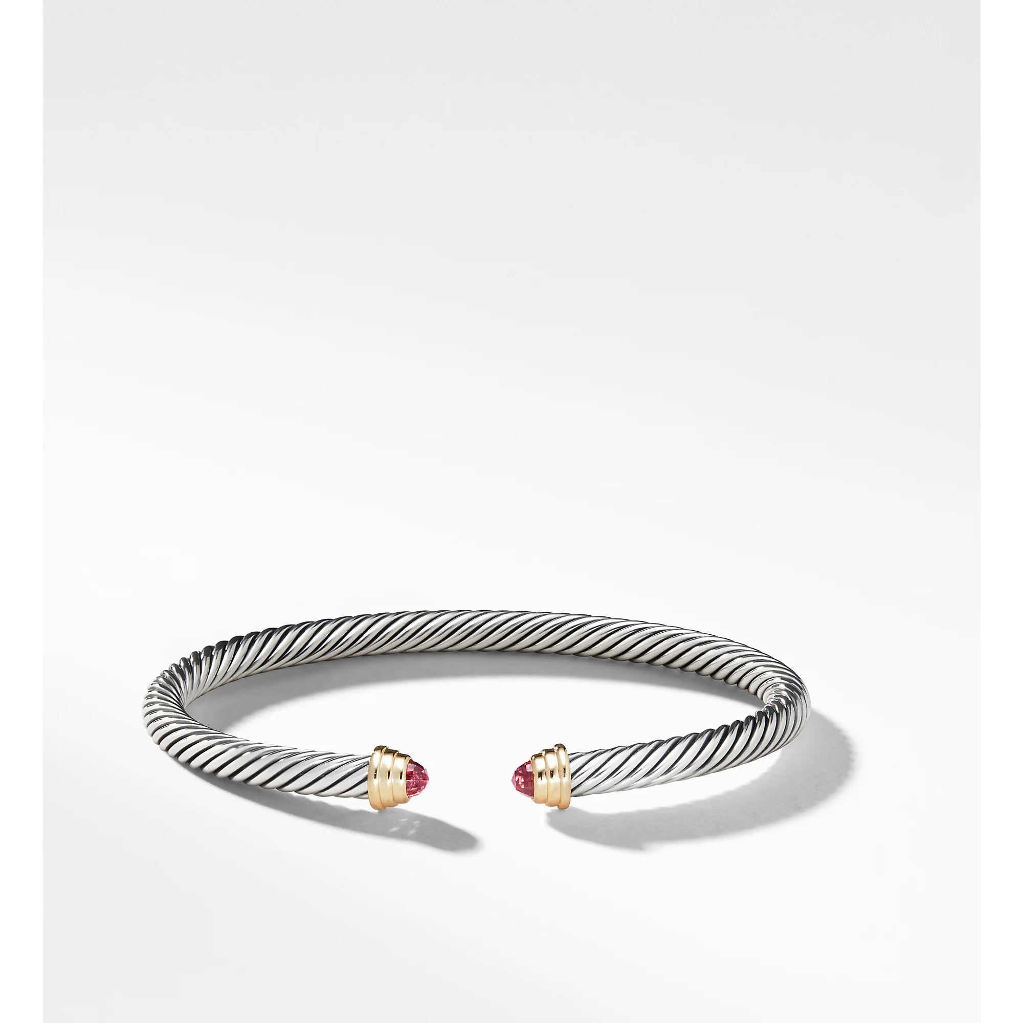 Cable Kids® Birthstone Bracelet with Pink Tourmaline and 14K Gold, 4mm - Image 2