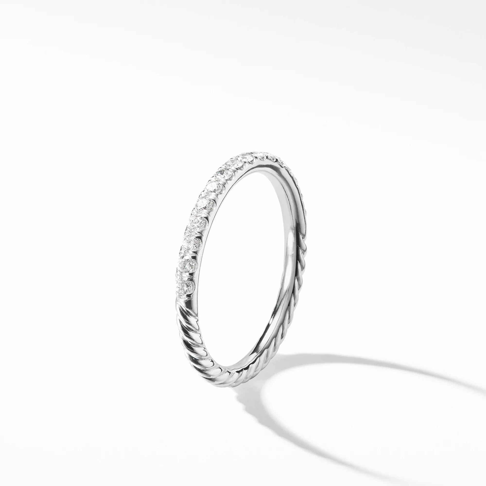 Cable Pavé Band Ring in 18K White Gold with Diamonds, Size 5 - Image 2