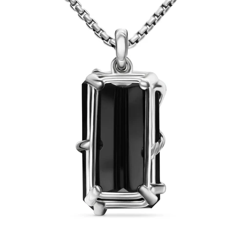 Cable Wrap Amulet in Sterling Silver with Black Onyx and Diamonds, 45mm - Image 3