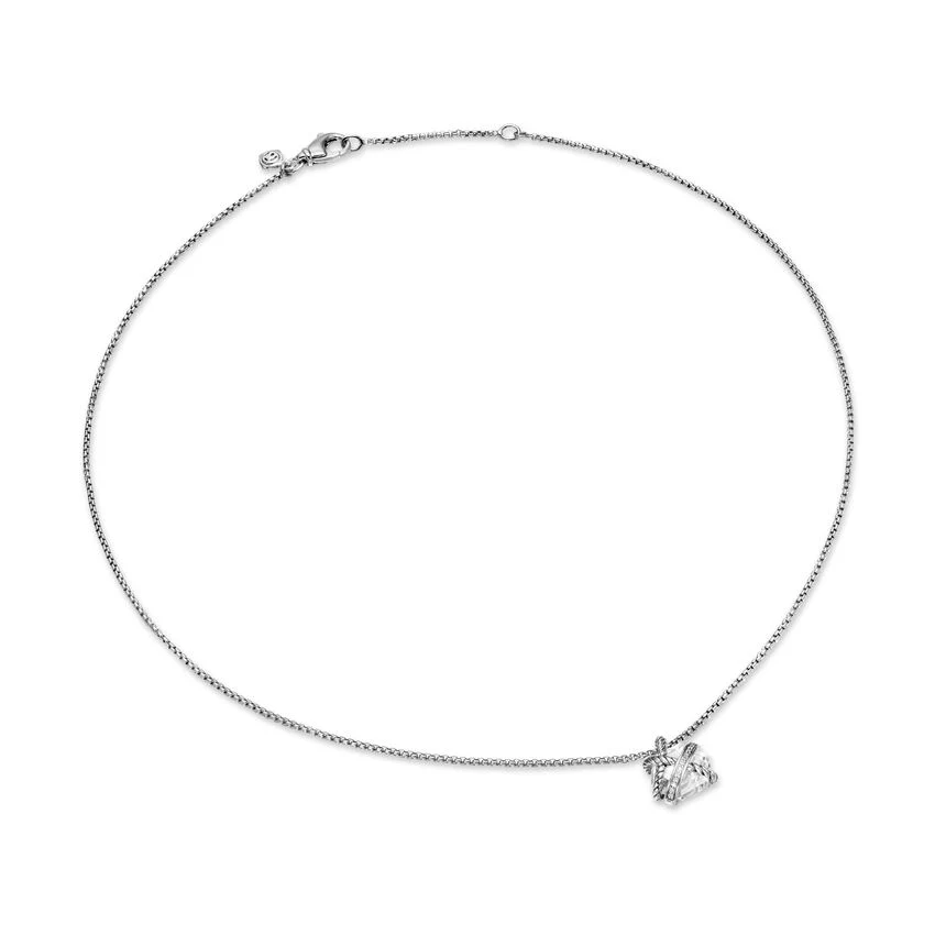 Cable Wrap Necklace in Sterling Silver with Crystal and Diamonds, 12.5mm - Image 2