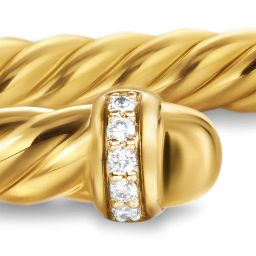 Cablespira Flex Bracelet in 18K Yellow Gold with Gold Domes and Diamonds, 4mm, Size Small - Image 5