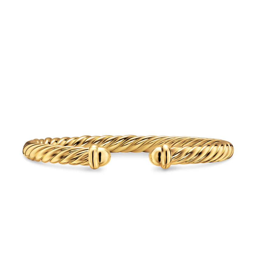Cablespira Flex Cuff in 18K Yellow Gold, 6mm, Size Large