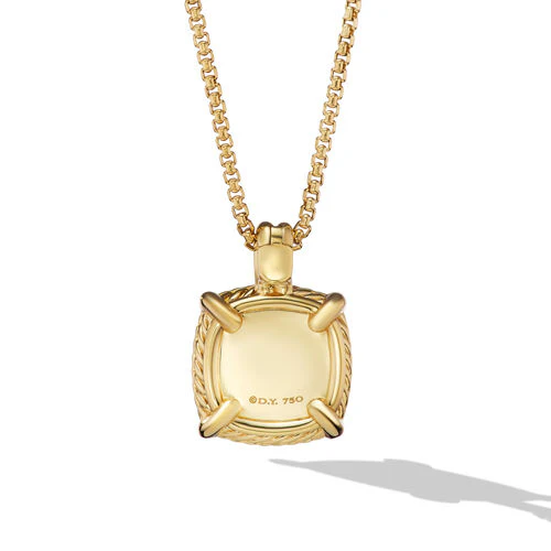 Chatelaine Pavé Bezel Pendant Necklace in 18K Yellow Gold with Champagne Citrine and Diamonds, 14mm - Image 3