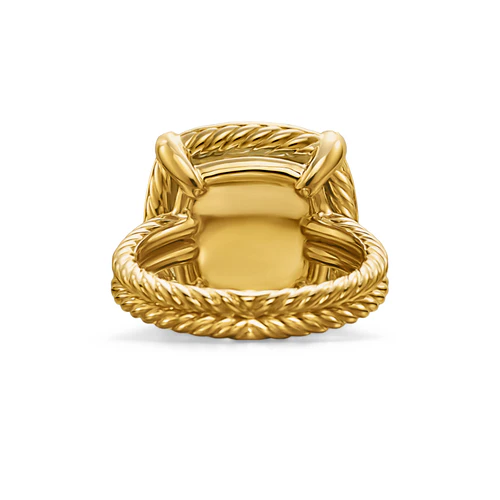 Chatelaine Pavé Bezel Ring in 18K Yellow Gold with Blue Topaz and Diamonds, 14mm - Image 4