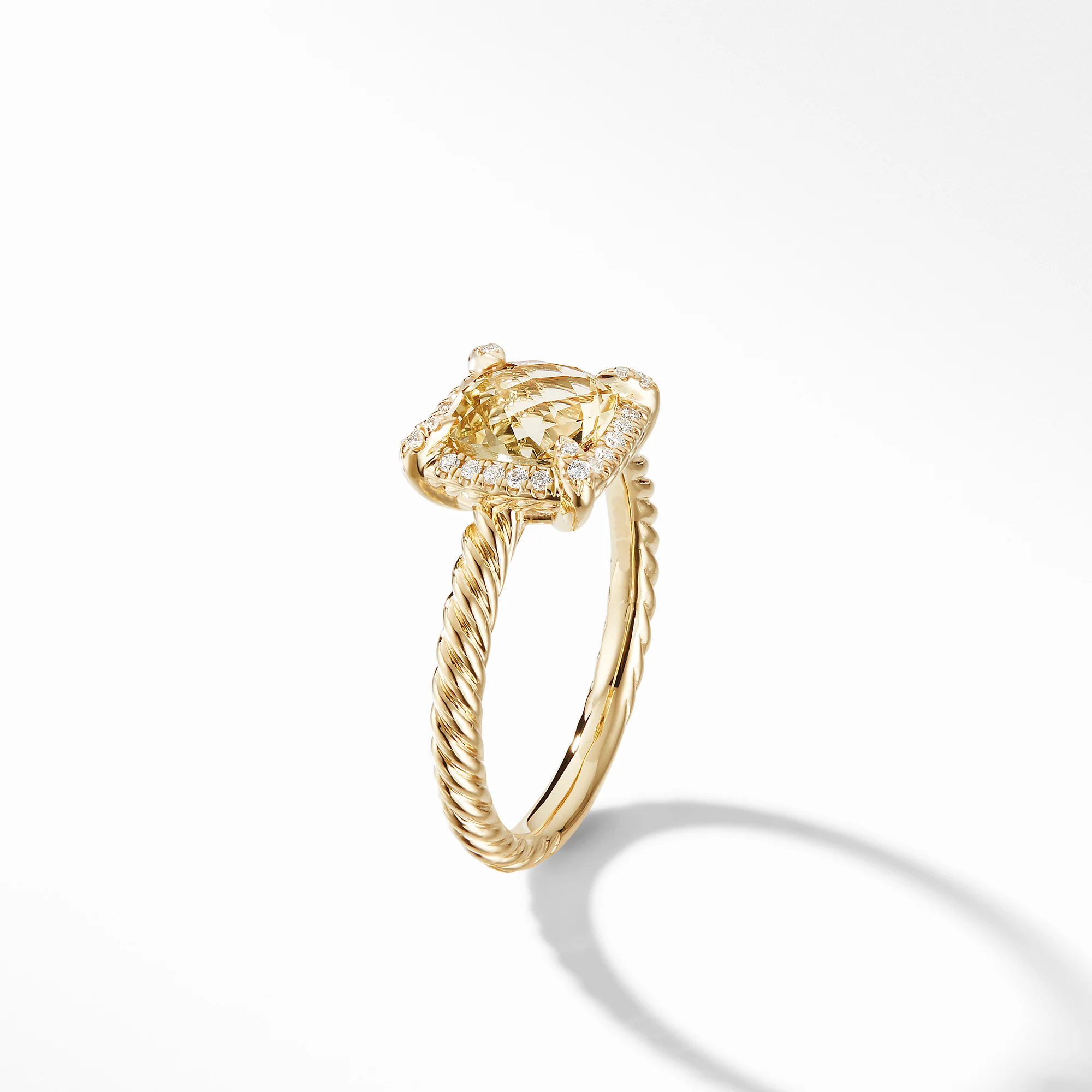 Châtelaine® Pavé Bezel Ring in 18K Yellow Gold with Champagne Citrine, Size 7 - Image 3