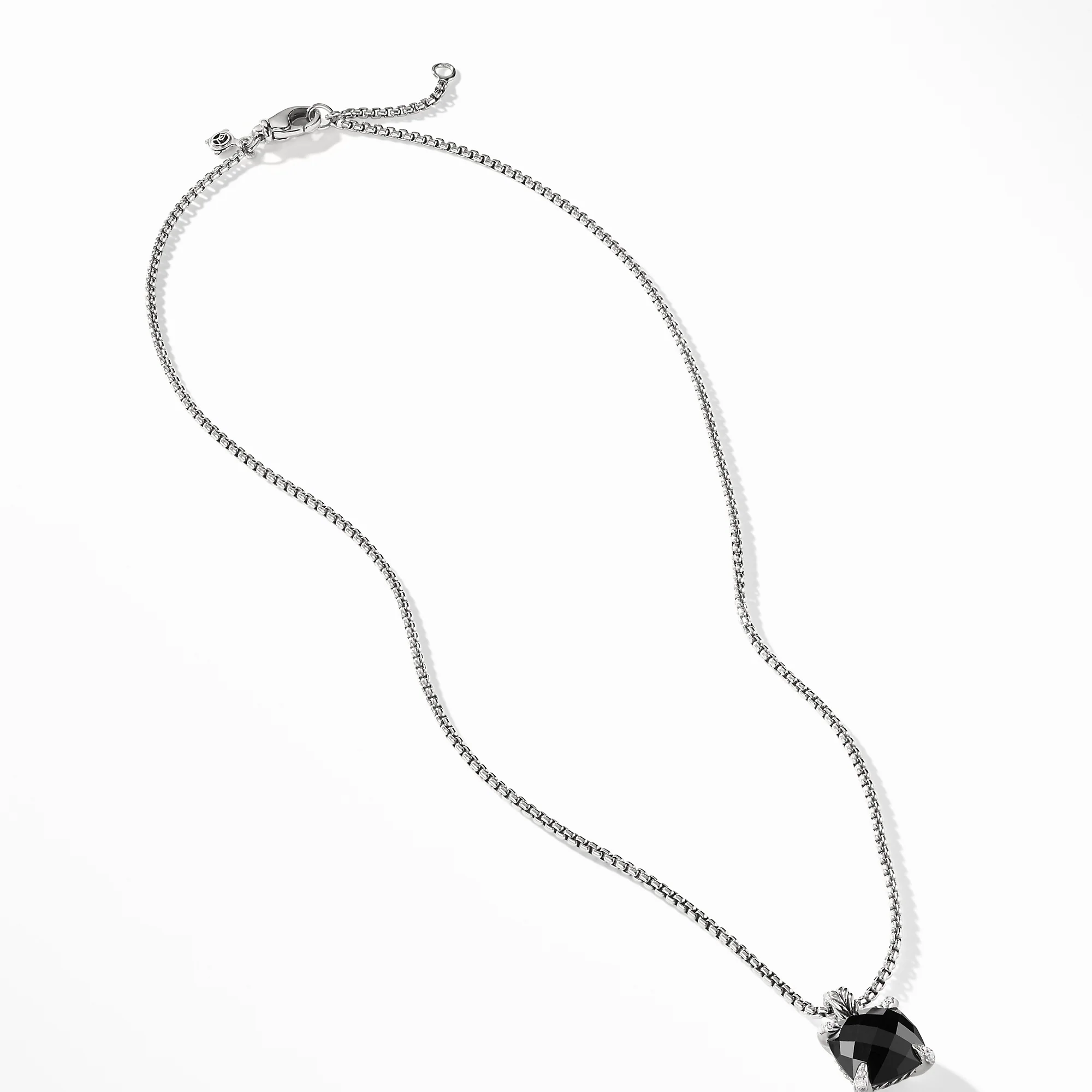 Châtelaine® Pendant Necklace with Black Onyx and Diamonds, 11mm - Image 2
