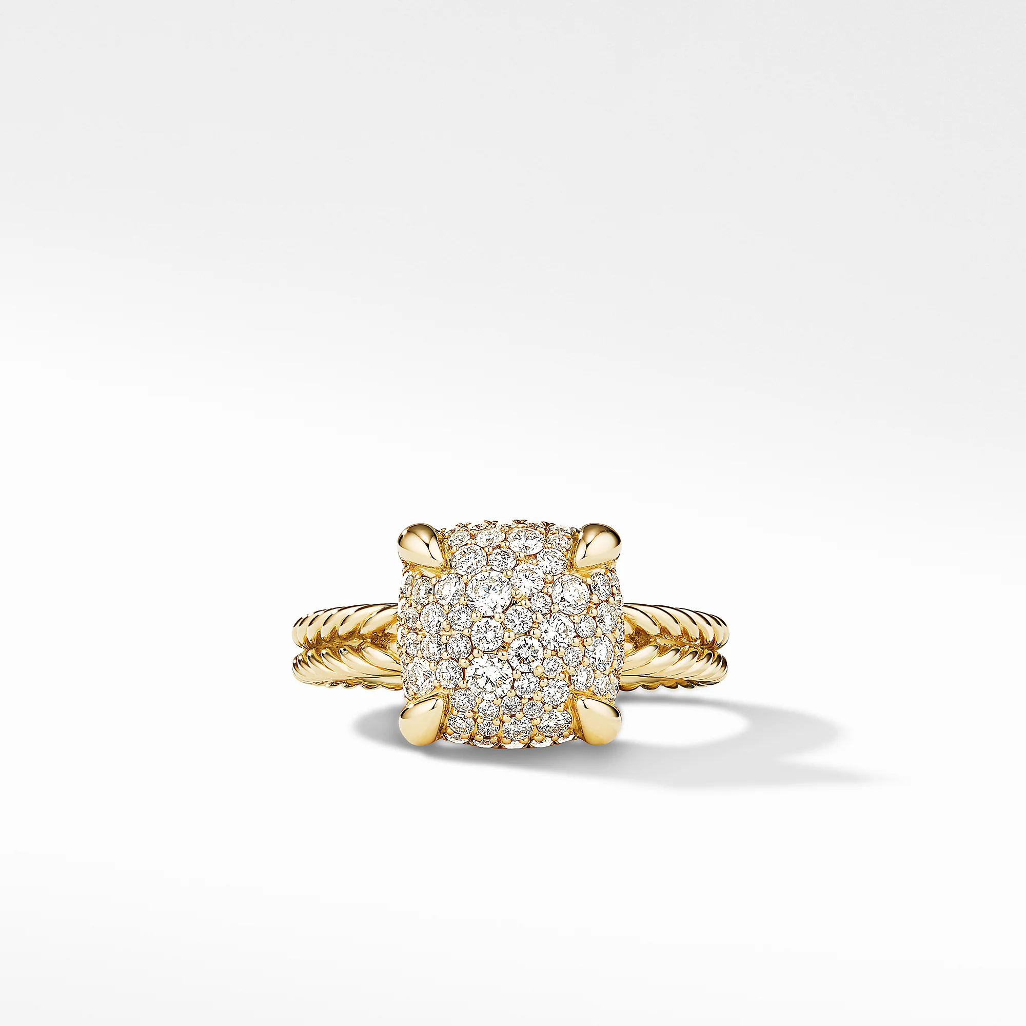 Châtelaine® Ring in 18K Yellow Gold with Pavé Diamonds, Size 7 - Image 2