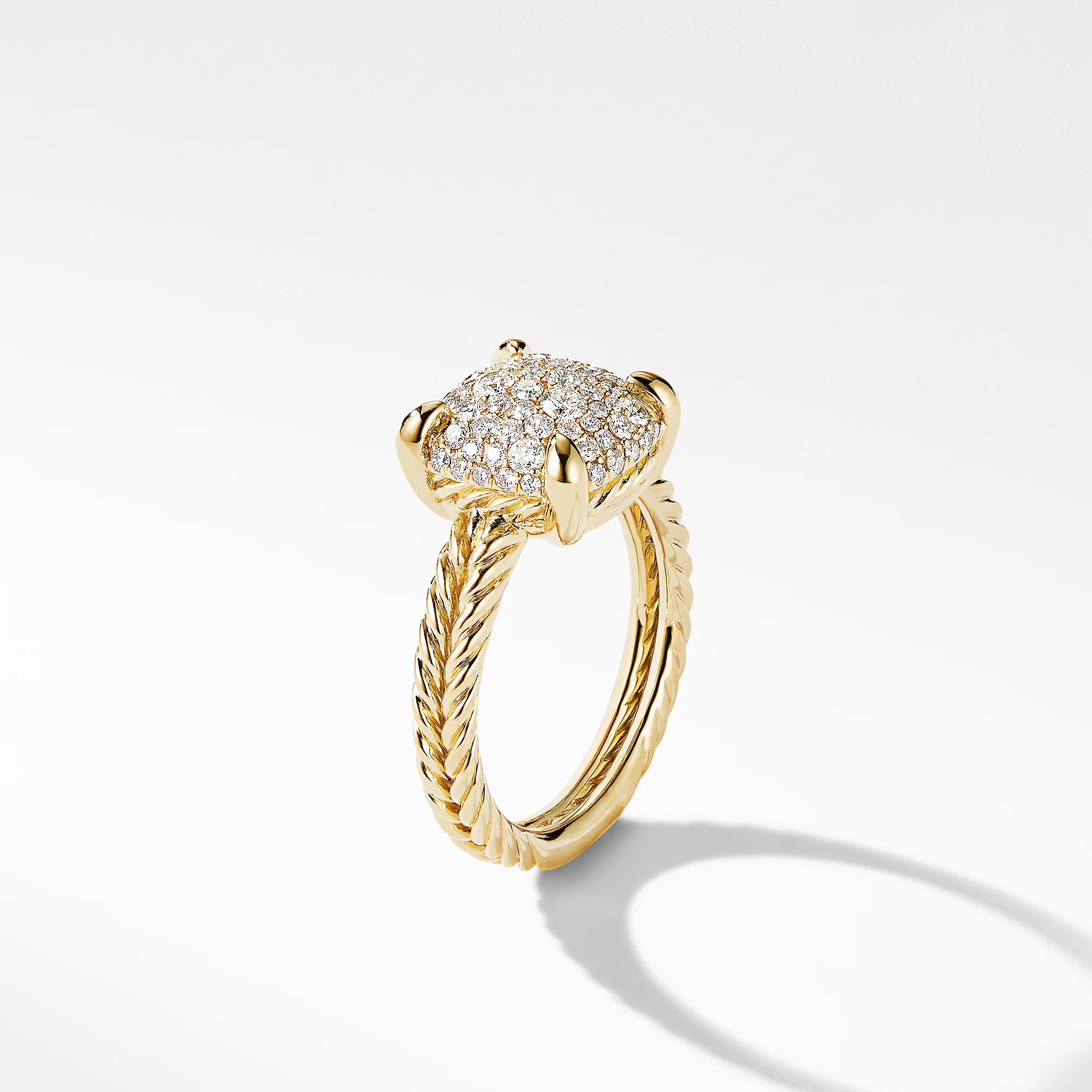 Châtelaine® Ring in 18K Yellow Gold with Pavé Diamonds, Size 7 - Image 3