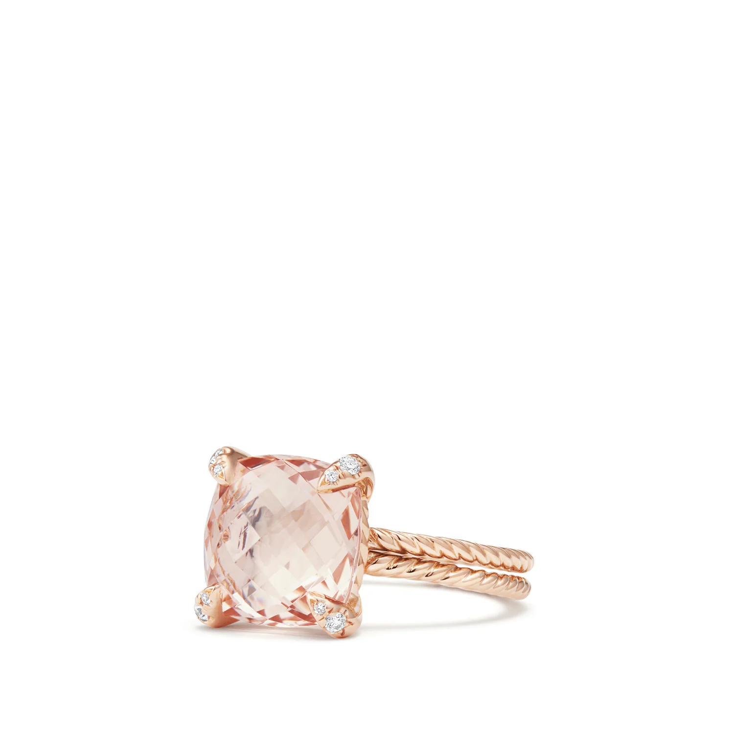 Châtelaine® Ring with Morganite and Diamonds in 18K Rose Gold, 11mm, Size 6