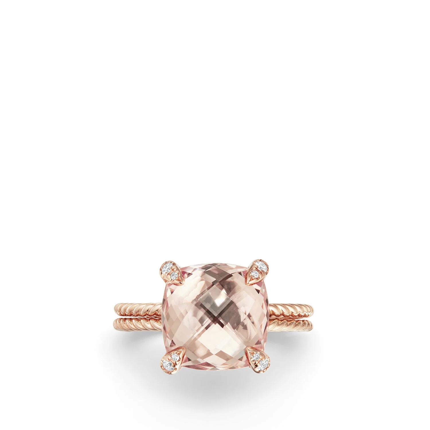 Châtelaine® Ring with Morganite and Diamonds in 18K Rose Gold, 11mm, Size 6 - Image 2