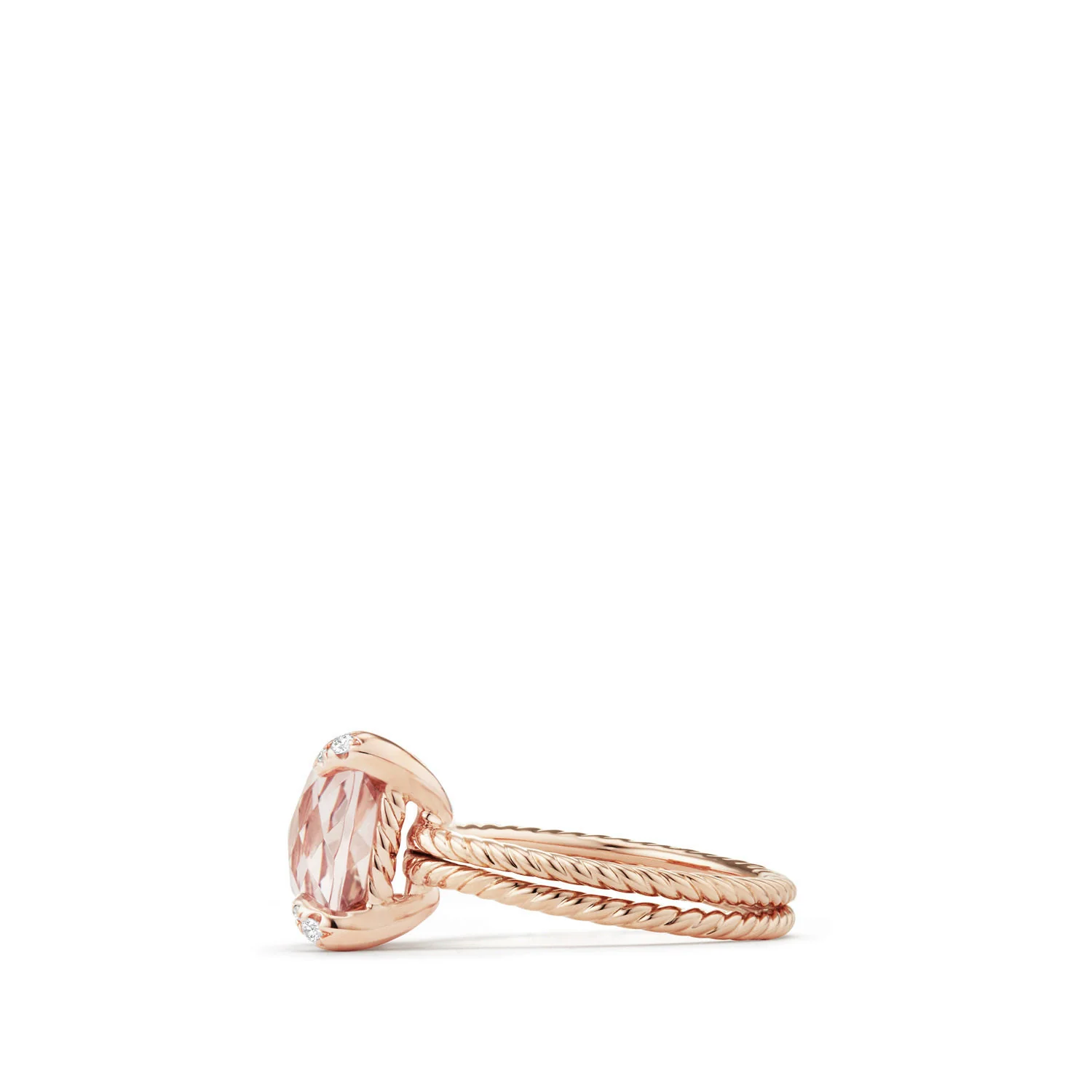 Châtelaine® Ring with Morganite and Diamonds in 18K Rose Gold, 11mm, Size 6 - Image 3