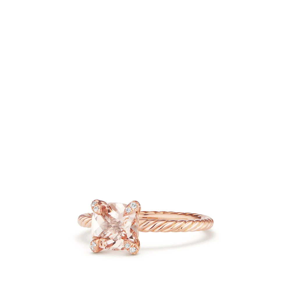 Châtelaine® Ring with Morganite and Diamonds in 18K Rose Gold, Size 7 - Image 2