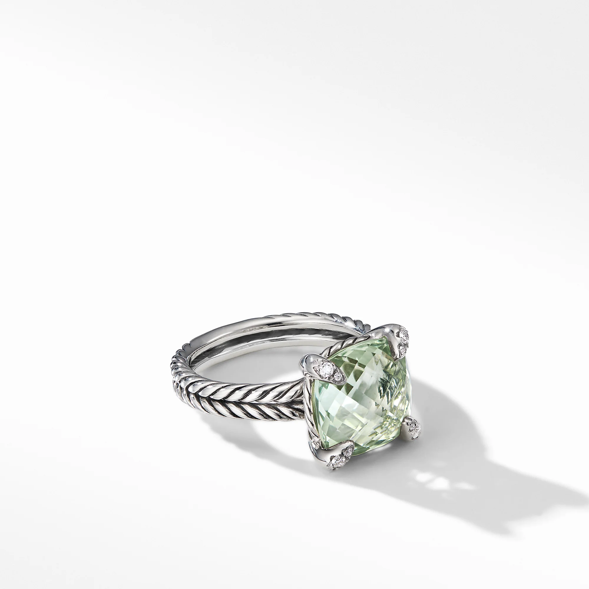 Châtelaine® Ring with Prasiolite and Diamonds, Size 6 - Image 2