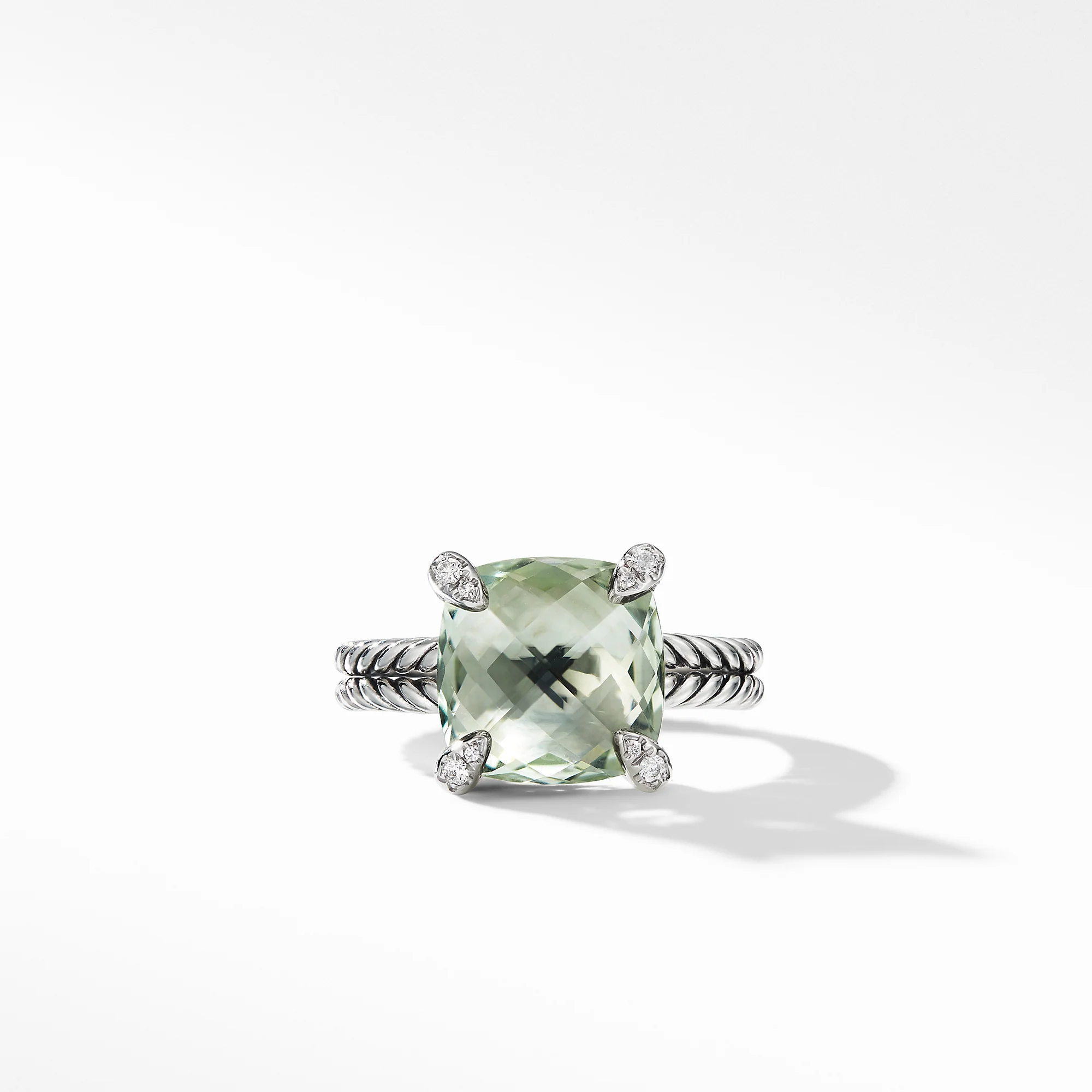 Châtelaine® Ring with Prasiolite and Diamonds, Size 7