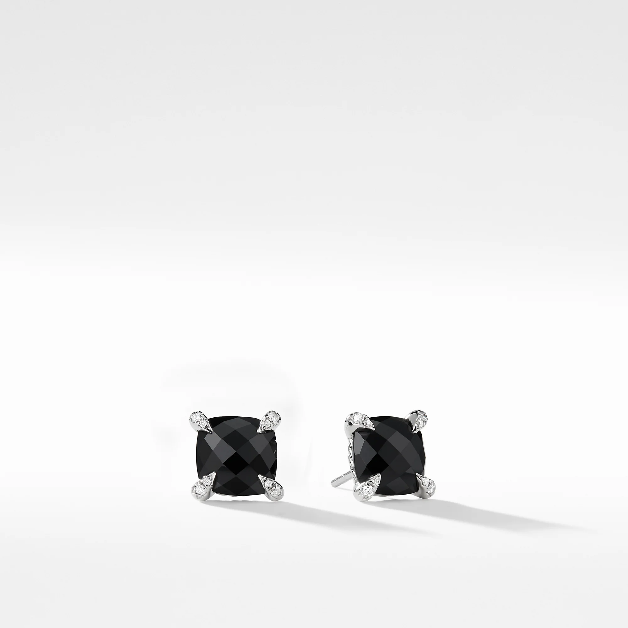 Châtelaine® Stud Earrings with Black Onyx and Diamonds, 9mm