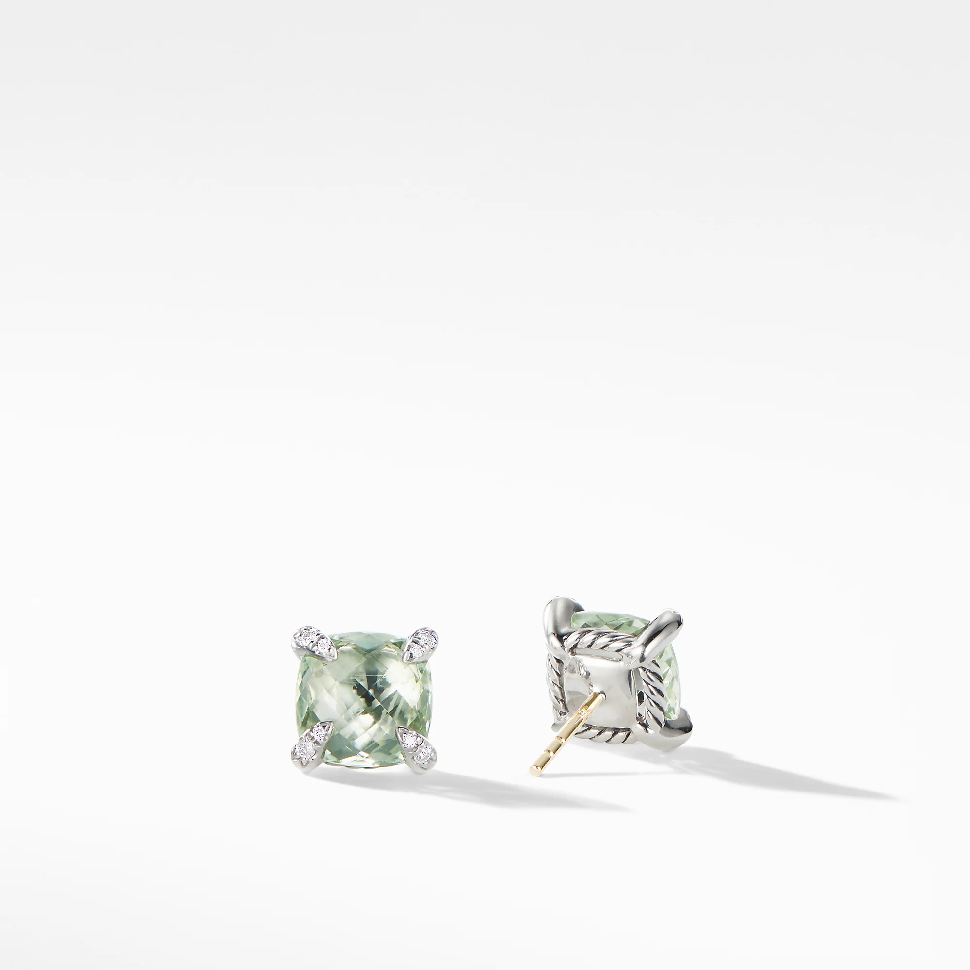 Châtelaine® Stud Earrings with Prasiolite and Diamonds - Image 2