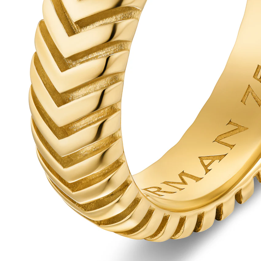Chevron Band in 18K Yellow Gold, 6mm, Size 9 - Image 3