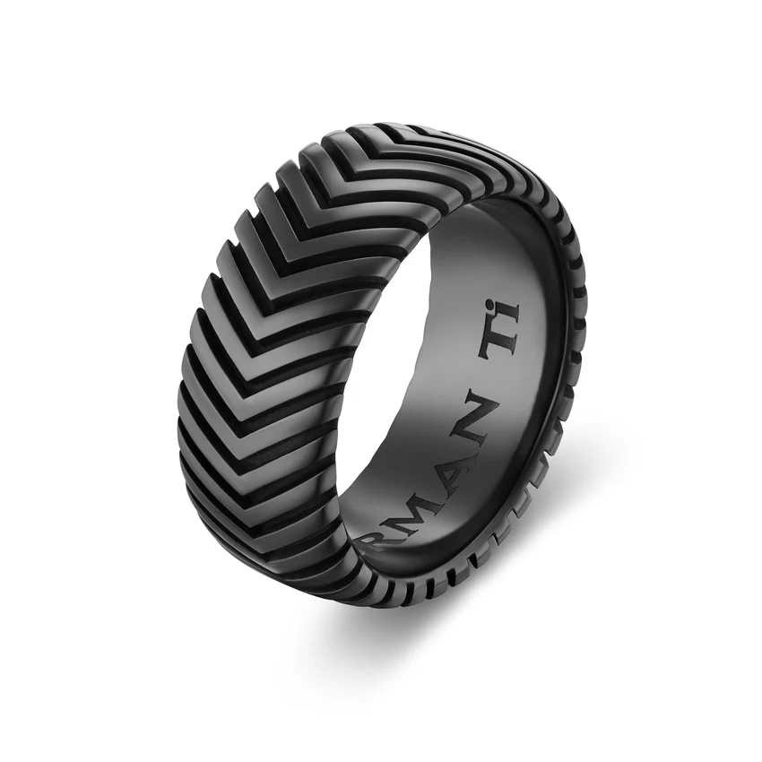 Chevron Band in Black Titanium, 10mm, Size 10 - Image 2