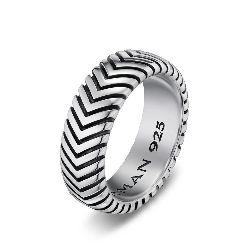Chevron Band in Sterling Silver, 8mm, Size 10 - Image 2