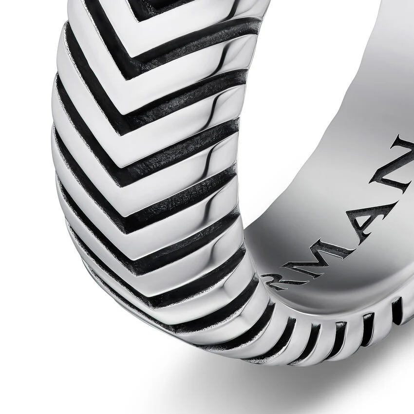 Chevron Band in Sterling Silver, 8mm, Size 10 - Image 3