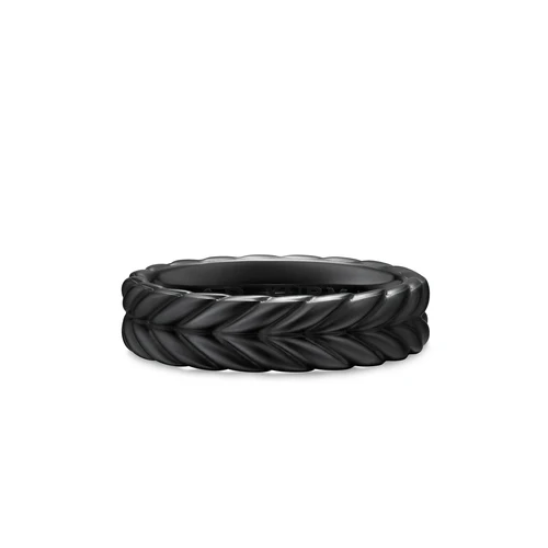 Chevron Band Ring in Black Titanium, 6.2mm, Size 10 - Image 2
