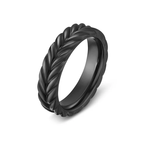 Chevron Band Ring in Black Titanium, 6.2mm, Size 10 - Image 3