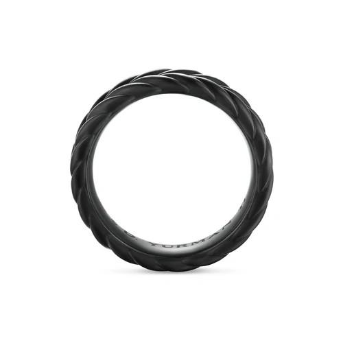 Chevron Band Ring in Black Titanium, 6.2mm, Size 10 - Image 4
