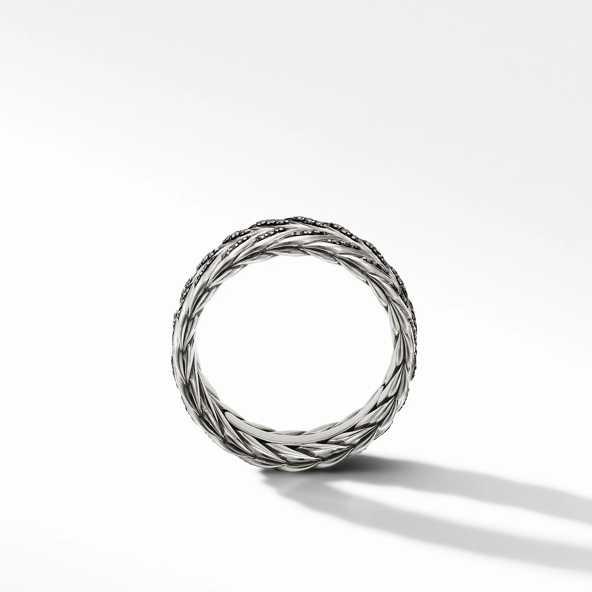 Chevron Band Ring with Pavé Black Diamonds, Size 10 - Image 3