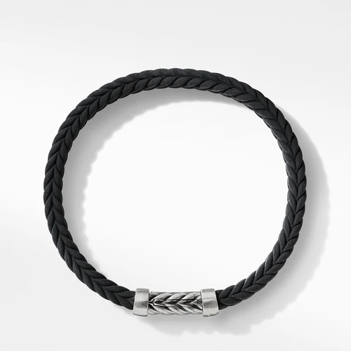 Chevron Black Rubber Bracelet, 6mm - Image 2