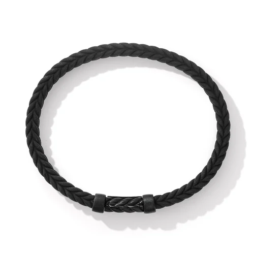 Chevron Black Rubber Bracelet with Black Titanium, Size Medium - Image 2