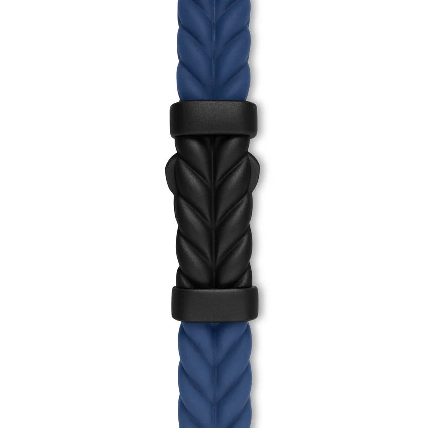 Chevron Bracelet in Blue Rubber with Black Titanium, 6mm, Size Large - Image 3